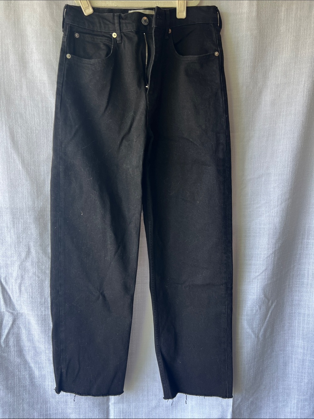 Everlane Black High-Rise Straight Jeans Raw Hem